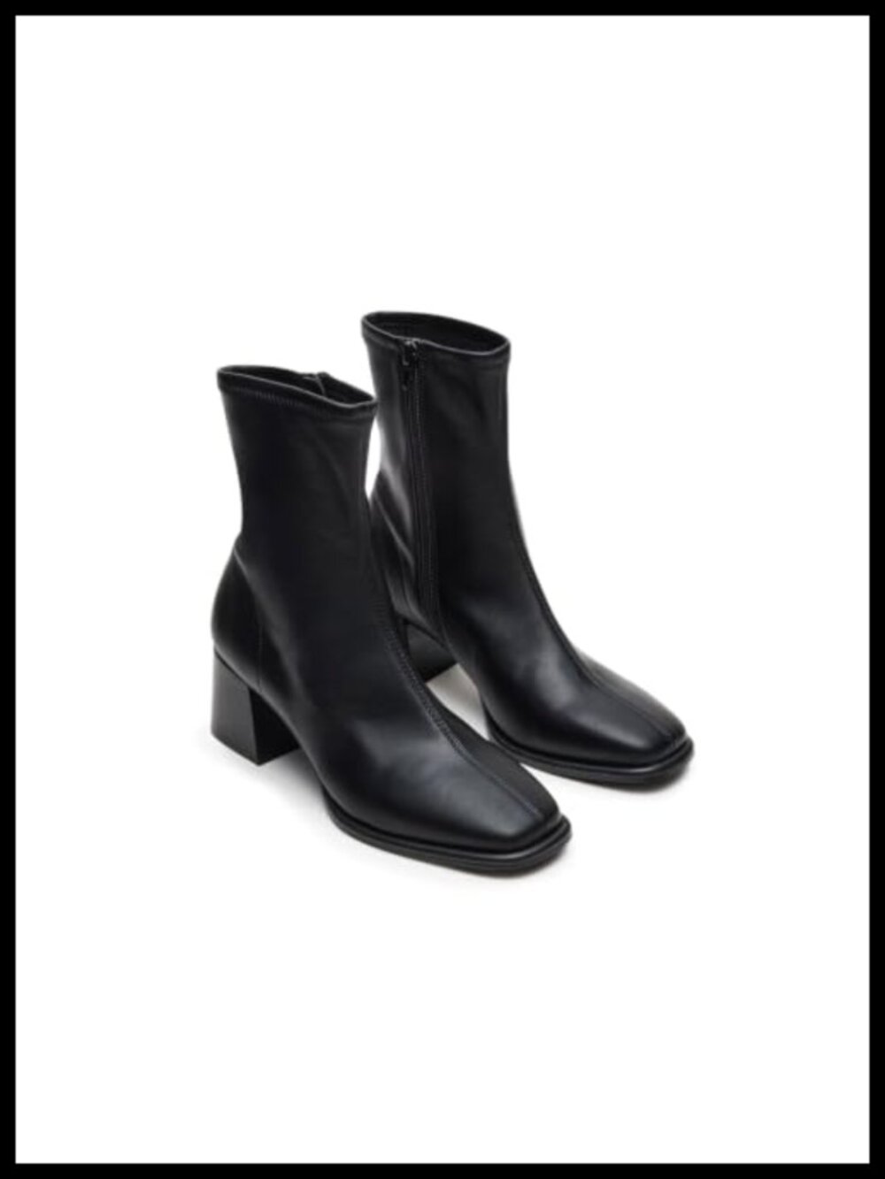 Womens Square Toe Chunky Heel Faux Leather Ankle Boots Side Zip Booties